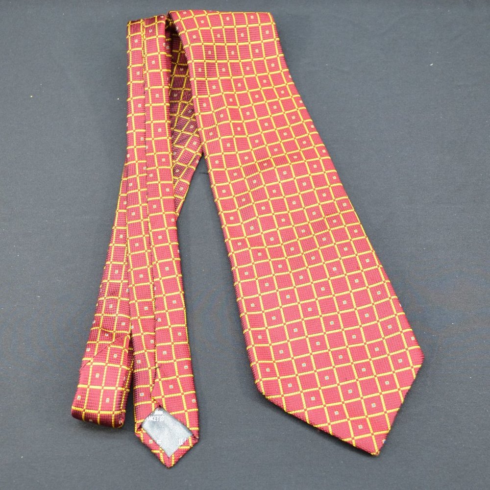 Lancetti tie - red/gold geometric pattern
